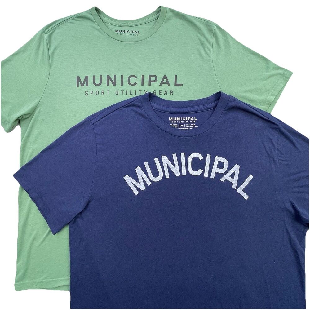Municipal Sport Utility Gear Lot of 2 Shirts XL Blue Green Stretch Performance